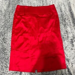 Women’s Red satin pencil skirt